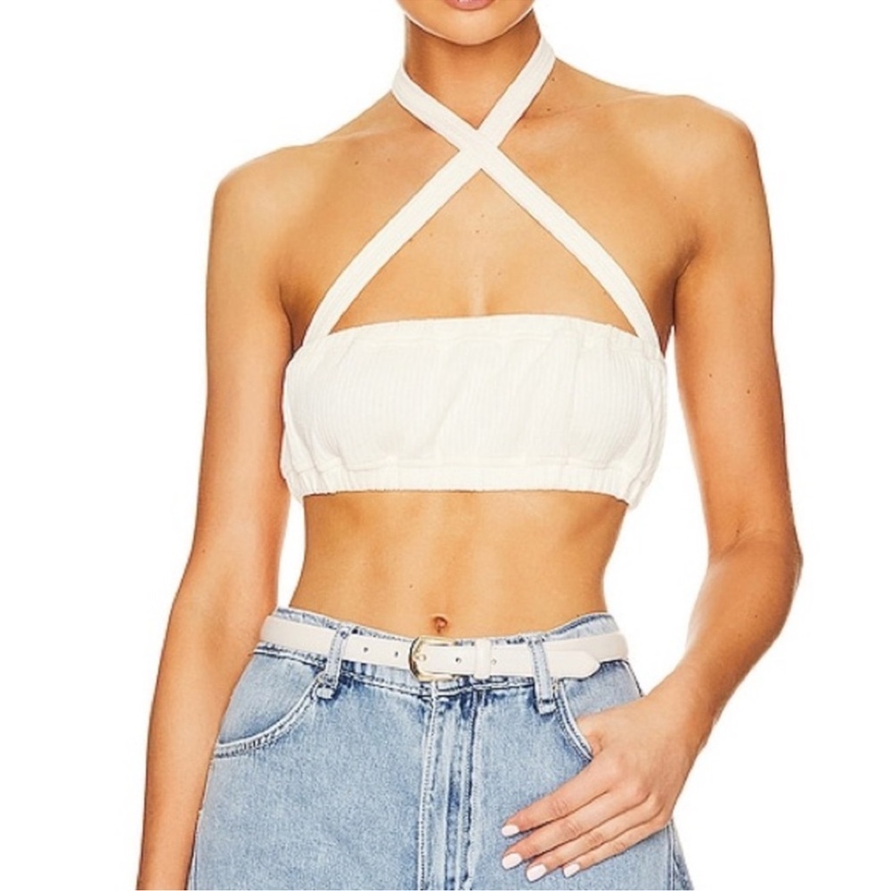 WeWoreWhat - Tie Halter Bra Top in Ivory